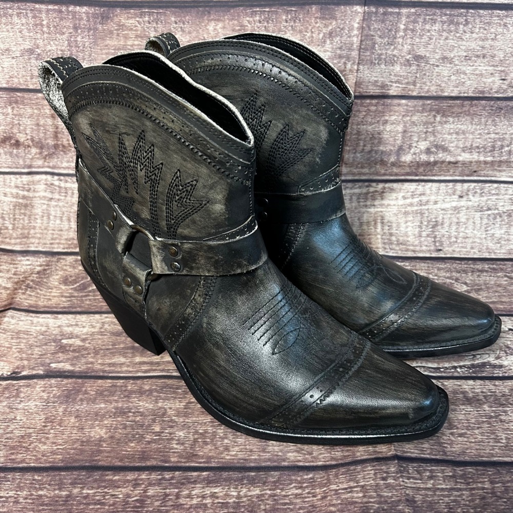 Dingo Gummy Bear DI747 Womens Distressed Black Leather Western Ankle Boots 11M